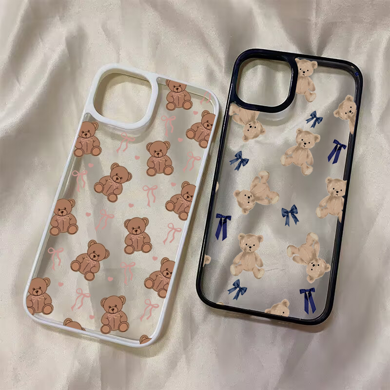 Phone Cases For Samsung S21 5G - Cute Teddy Bear Bowknot Phone Case