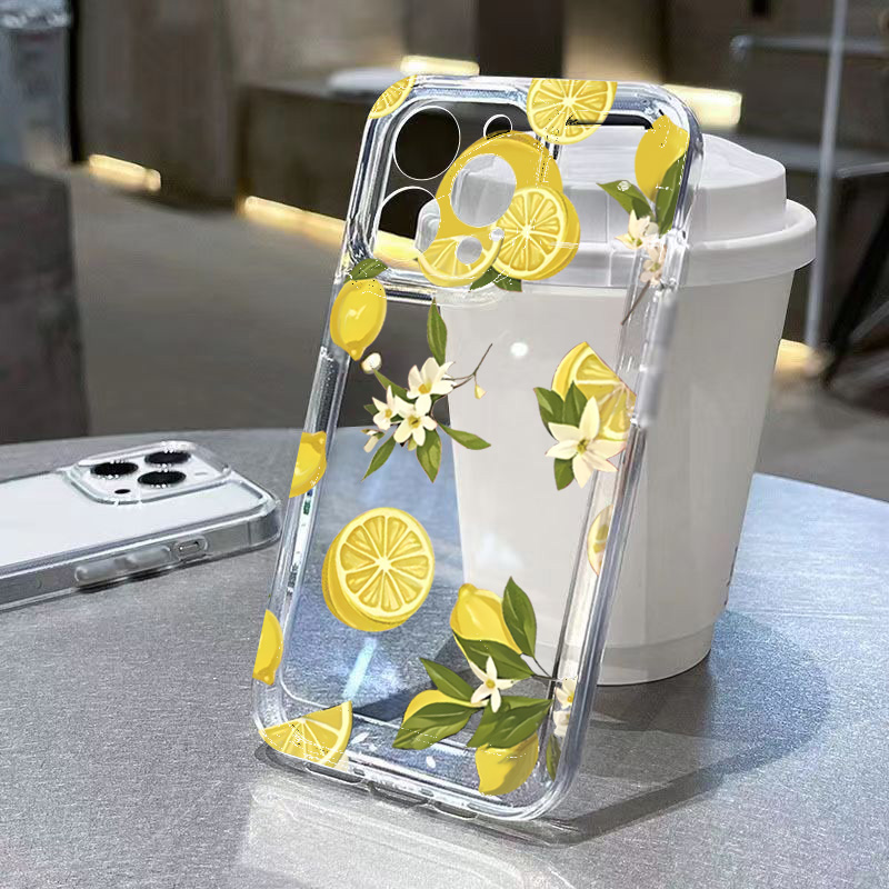Phone Cases Samsung S25 - Summer Fruit Lemon Flower Clear Phone