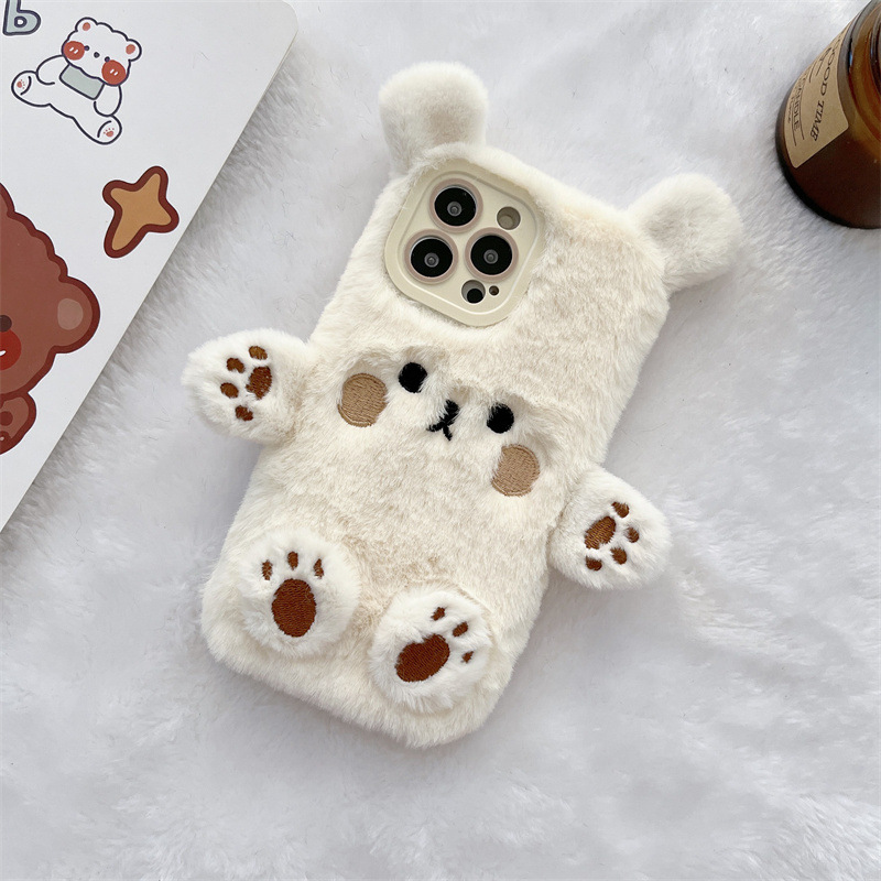 Korean 3D Cartoon Bear Fluffy  - Phone Cases For Iphone 15 ulasan dan harga