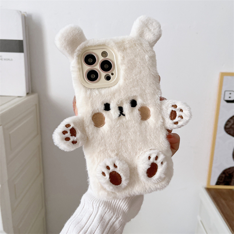 Korean 3D Cartoon Bear Fluffy  - Phone Cases For Iphone 15 ulasan dan harga