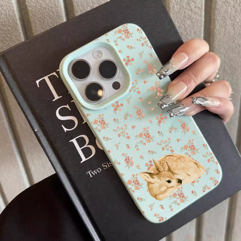 Cute Deer Full Floral Pattern  - Phone Cases Cute Iphone 14 ulasan dan harga