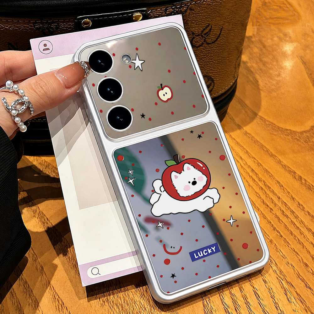 Make Up Mirror Cute Dog Phone  - Phone Cases Samsung S25 ulasan dan harga