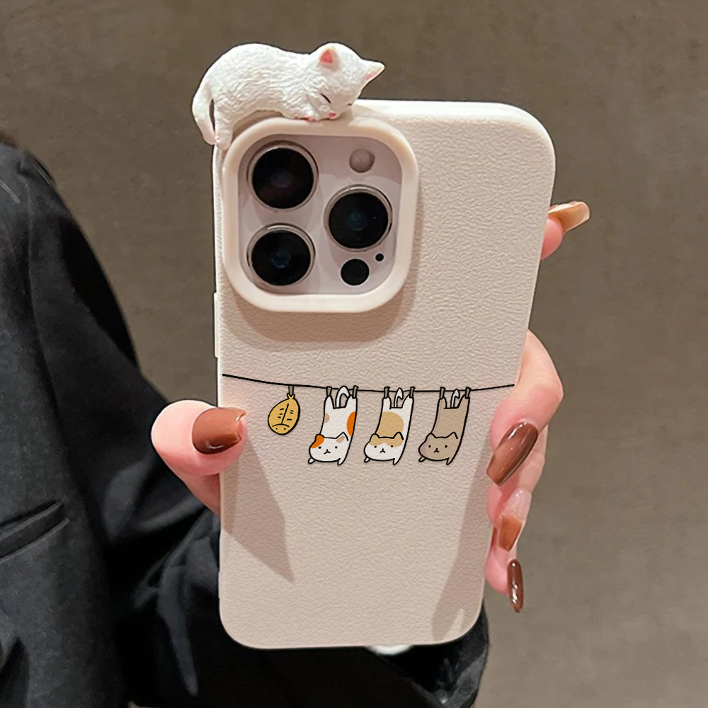 3D Cute Cartoon Cat Leather Ca - Phone Cases Leather ulasan dan harga