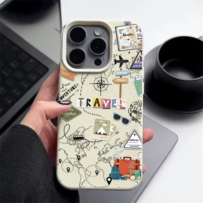 Travel Map Pattern Phone Case  - Phone Cases Leather ulasan dan harga