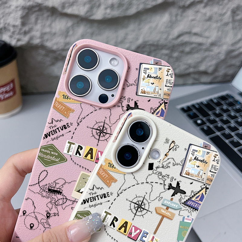 Travel Map Pattern Phone Case  - Phone Cases Leather ulasan dan harga
