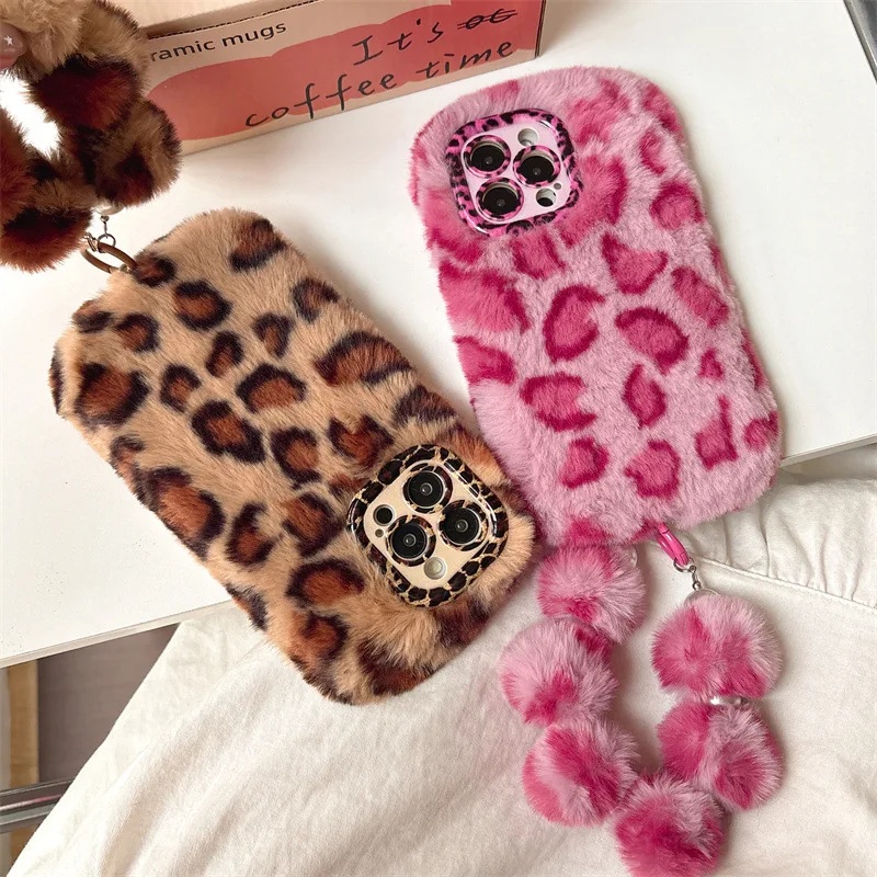 Fashion Leopard Furry Plush Le - Phone Cases Leather ulasan dan harga