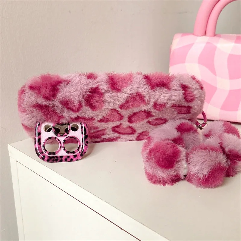 Fashion Leopard Furry Plush Le - Phone Cases Leather ulasan dan harga