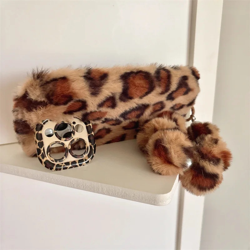 Fashion Leopard Furry Plush Le - Phone Cases Leather ulasan dan harga