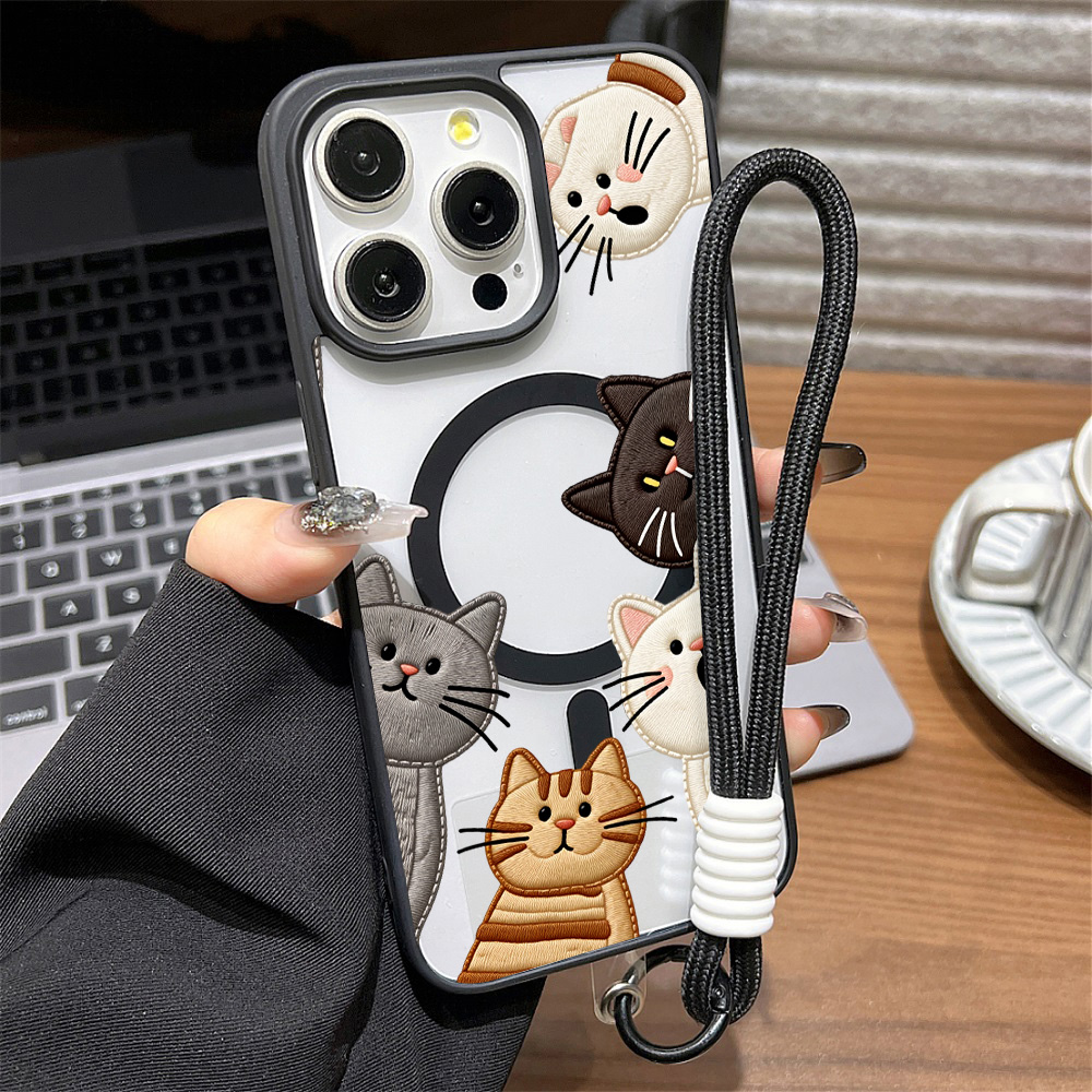 Cute Faux Embroidery Cat Phone - Phone Cases Cute Iphone 14 ulasan dan harga